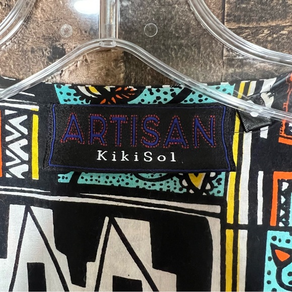 Kikisol Artisan Cotton Tunic Tie Front Cardigan Funky Art Size Medium - Picture 6 of 8